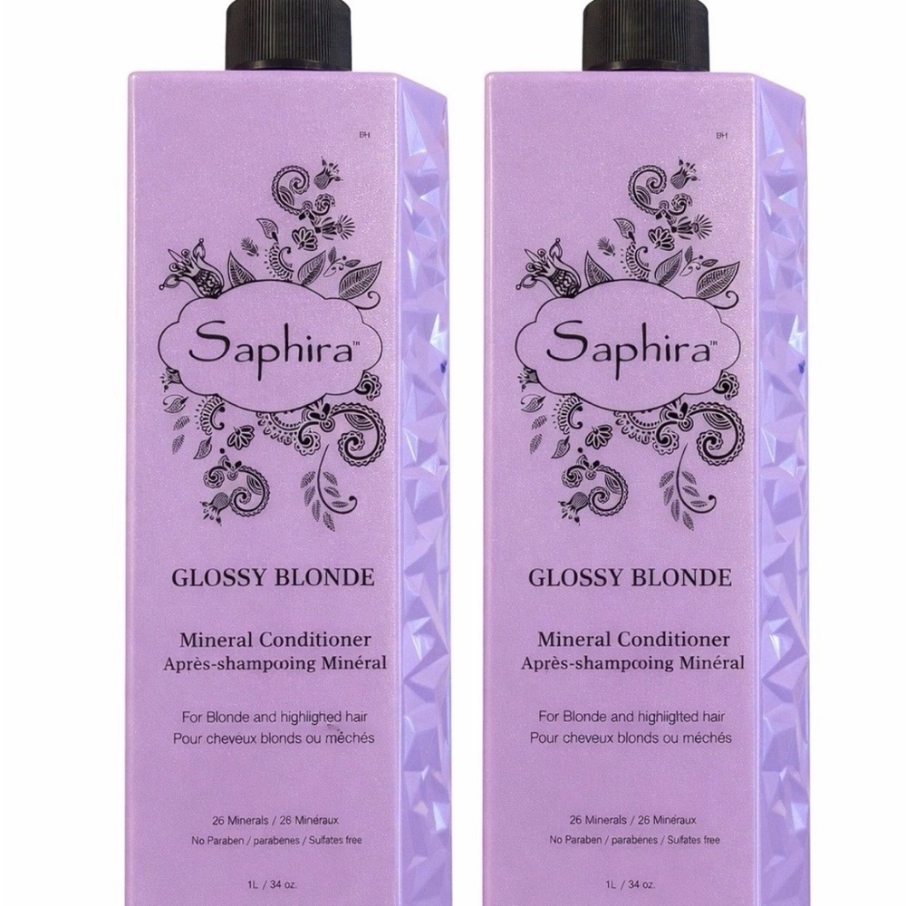 Saphira Glossy Blonde Mineral Conditioner 1L x2 |  | Sulfate Free 34fl.oz